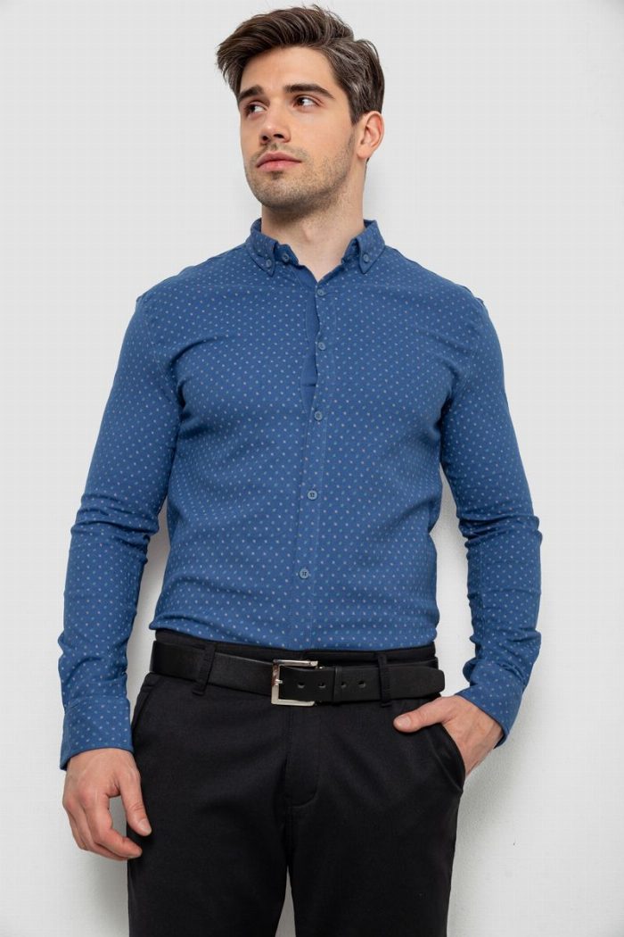 Сорочка чоловіча з принтом, колір джинс — фото товару KAMI STORE
