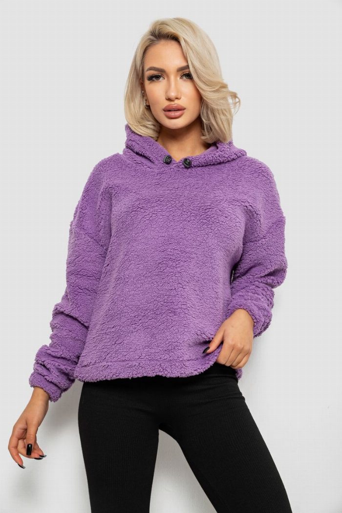 Худі жіночий однотонний з капюшоном, колір бузковий — фото товару KAMI STORE