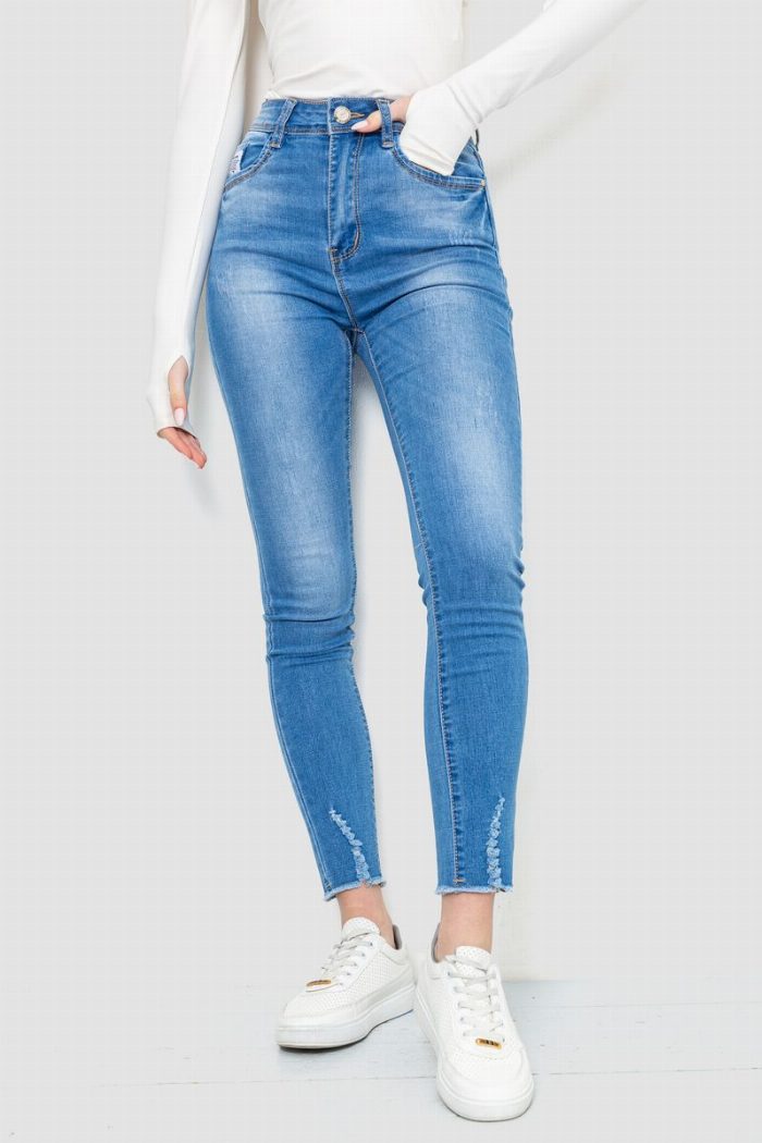 Джинси жіночі з потертостями, колір синій — фото товару KAMI STORE