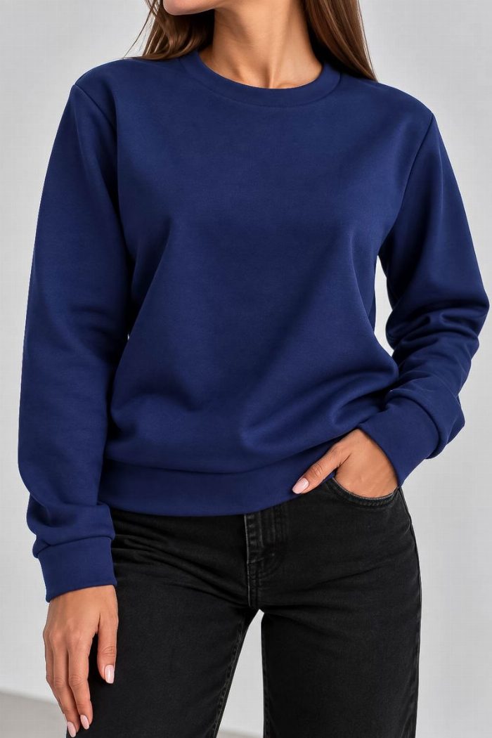 Світшот жіночий однотонний, колір синій — фото товару KAMI STORE