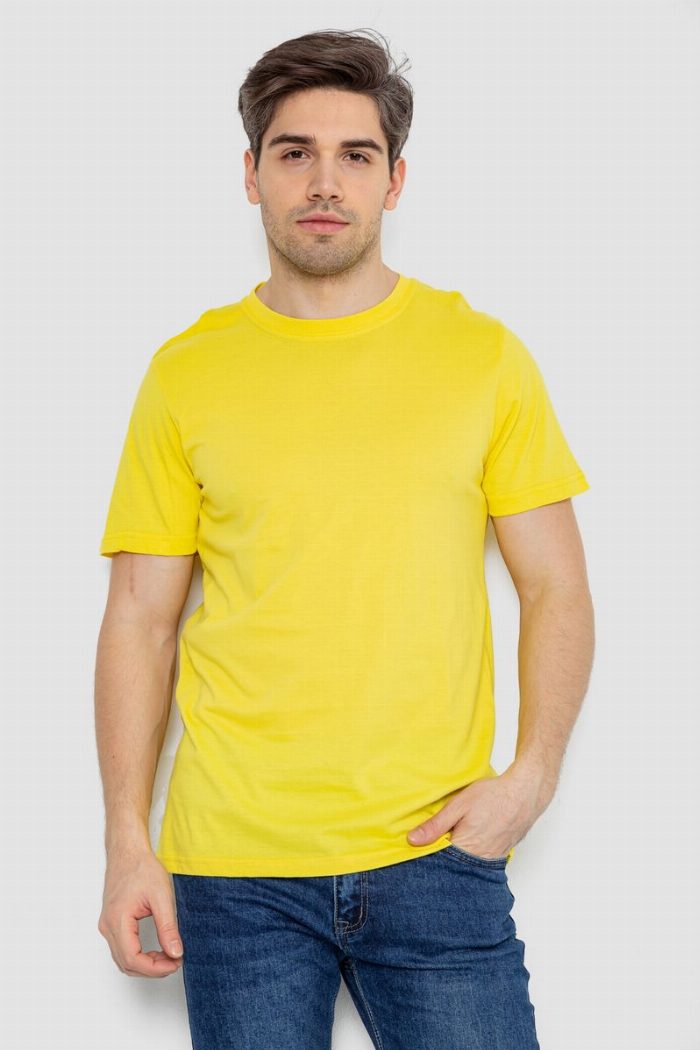 Футболка чоловіча базова білизняна, колір жовтий — фото товару KAMI STORE
