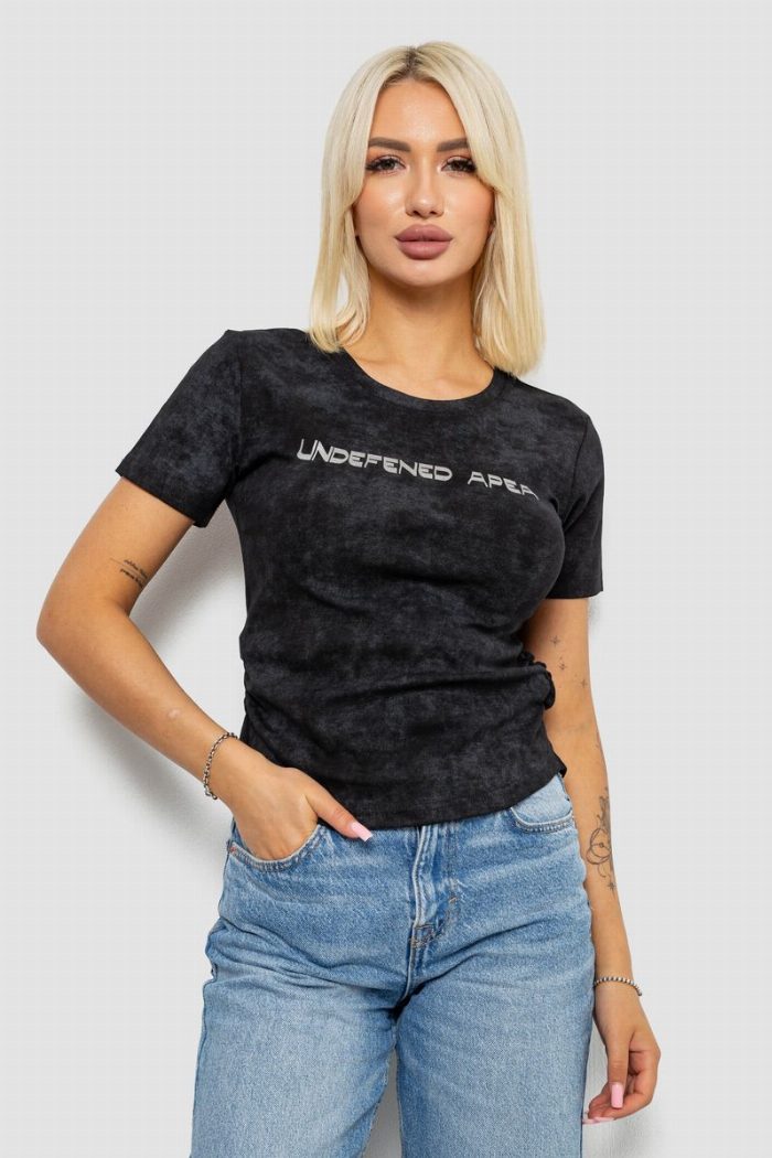 Футболка жіноча з принтом, колір чорний — фото товару KAMI STORE