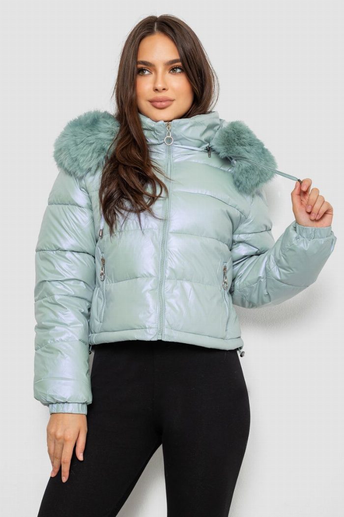 Куртка жіноча демісезонна коротка, колір м'ятний — фото товару KAMI STORE