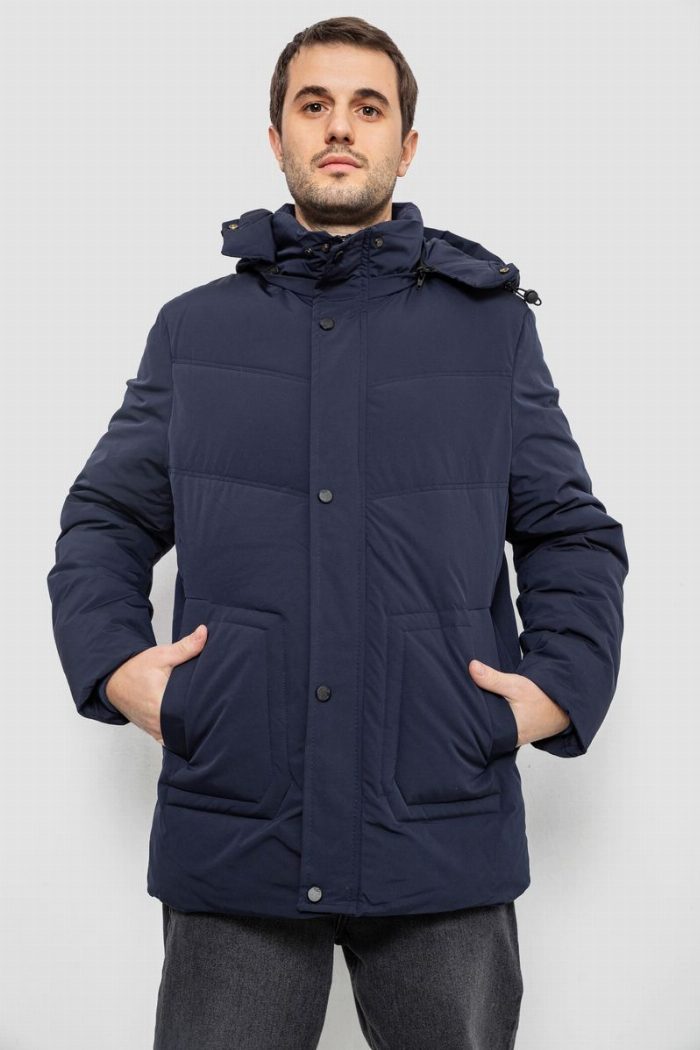 Куртка чоловіча зимова подовжена, колір синій — фото товару KAMI STORE