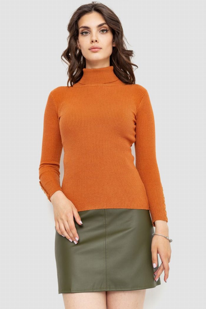 Гольф жіночий в рубчик, колір теракотовий — фото товару KAMI STORE