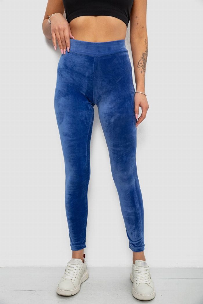 Лосини жіночі велюрові однотонні, колір синій — фото товару KAMI STORE