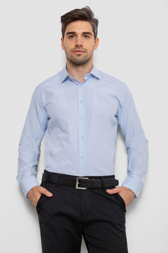 Сорочка чоловіча з довгим рукавом, колір блакитний — фото товару KAMI STORE