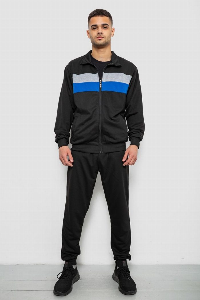 Спортивний костюм чоловічий двонитка, колір чорний — фото товару KAMI STORE