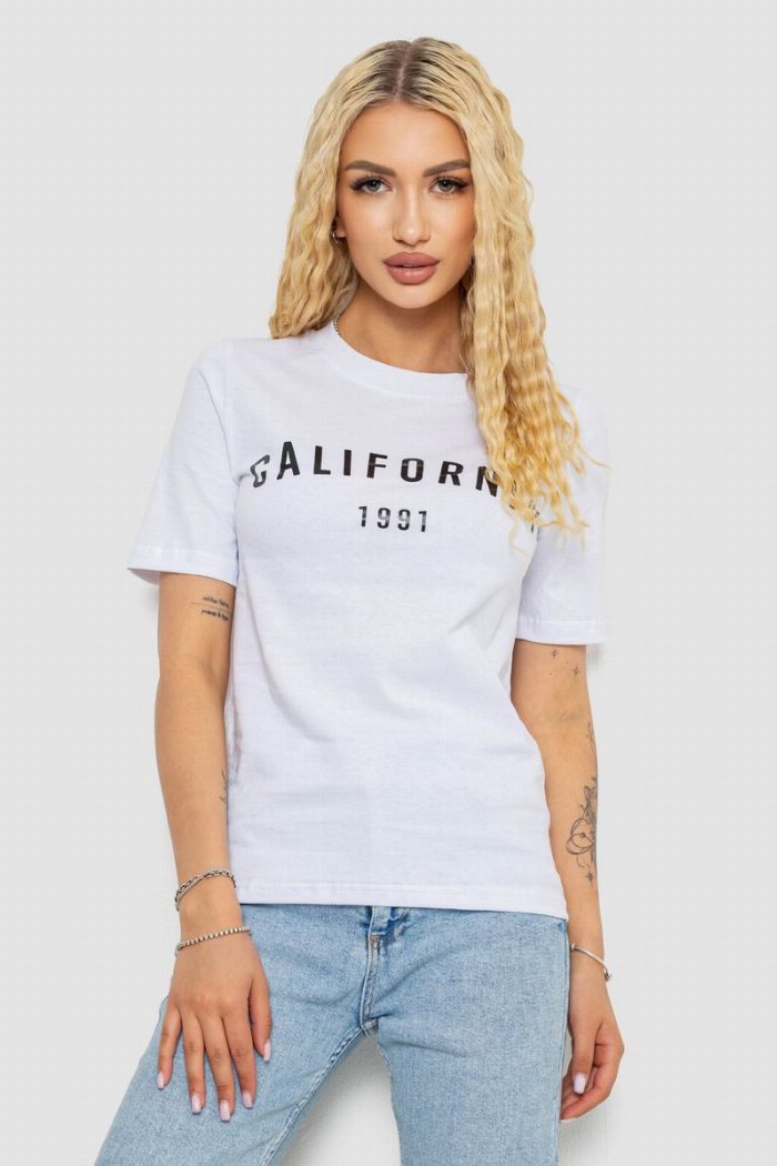 Футболка жіноча з принтом 241R130, колір білий — фото товару KAMI STORE