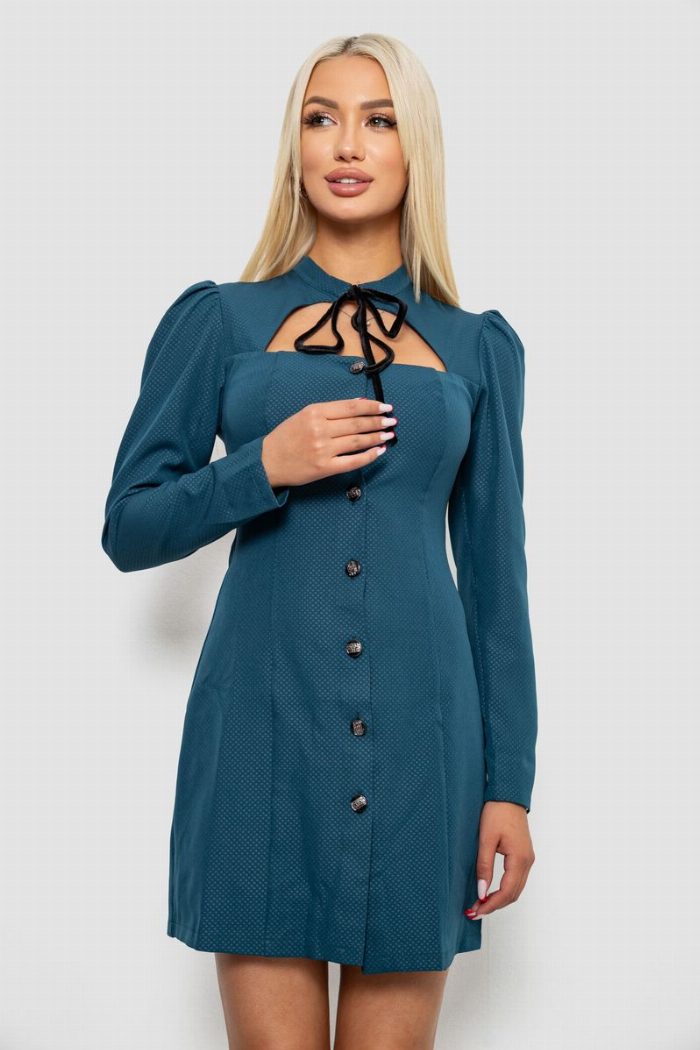 Сукня жіноча однотонна класична, колір петроль — фото товару KAMI STORE