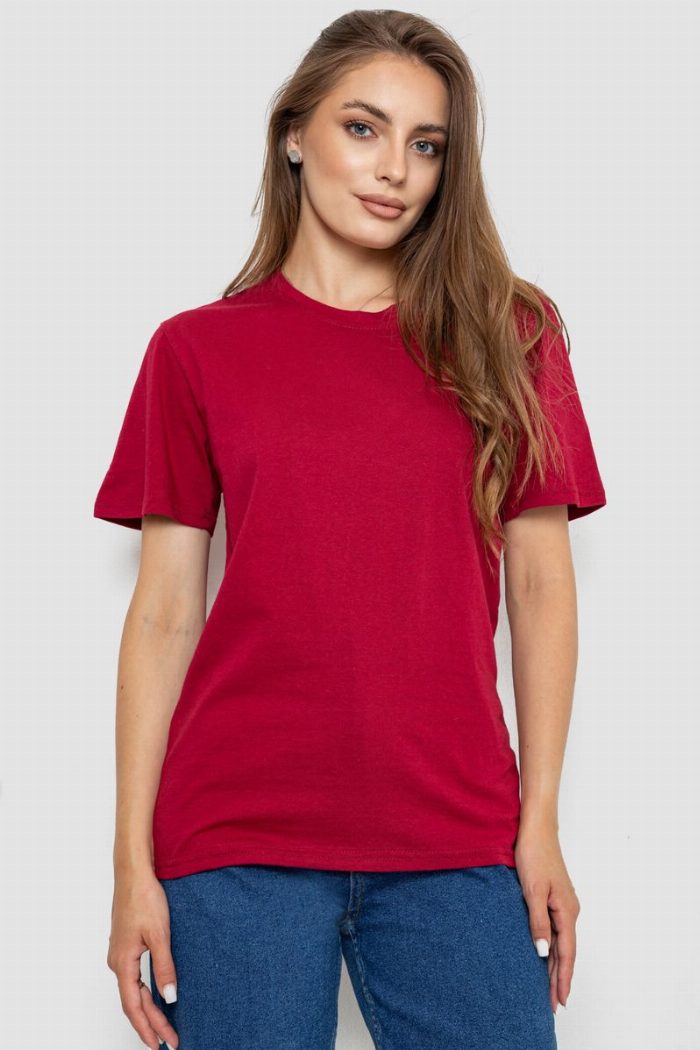 Футболка жіноча однотонна, колір бордовий — фото товару KAMI STORE