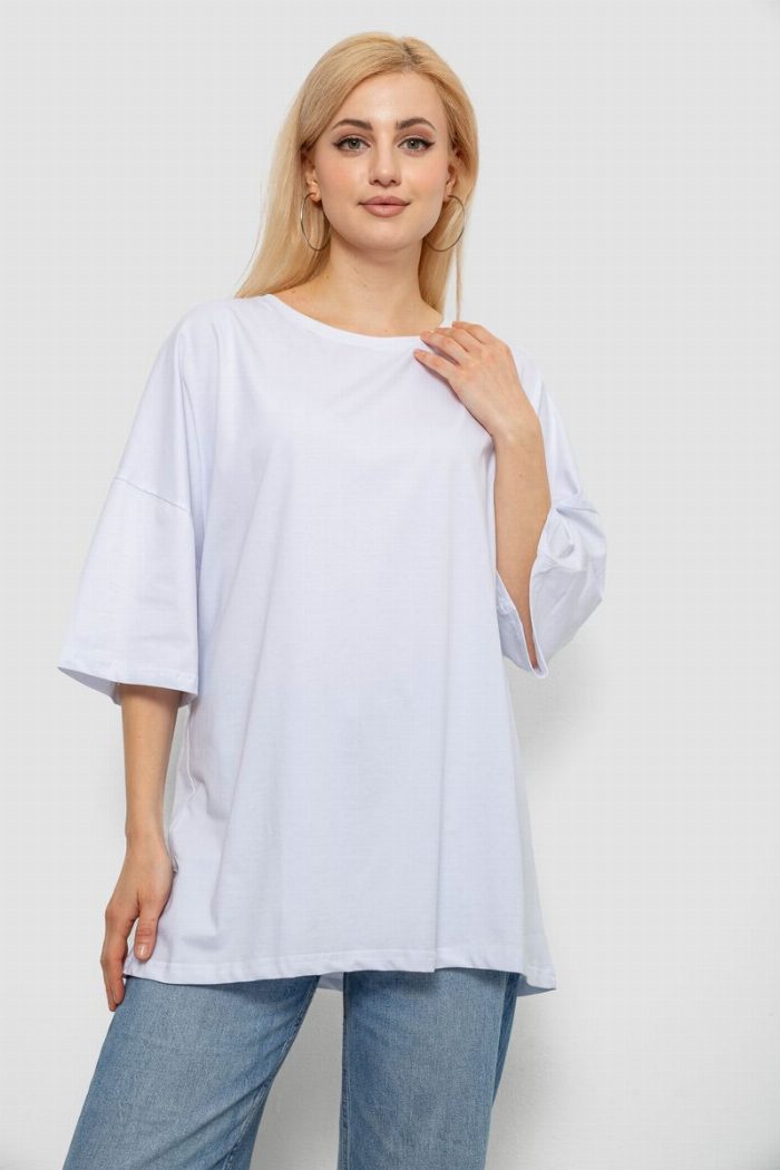 Футболка жіноча однотонна, колір білий — фото товару KAMI STORE