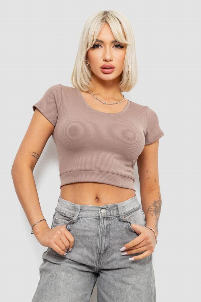 Топ жіночий однотонний в рубчик, колір мокко — фото товару KAMI STORE