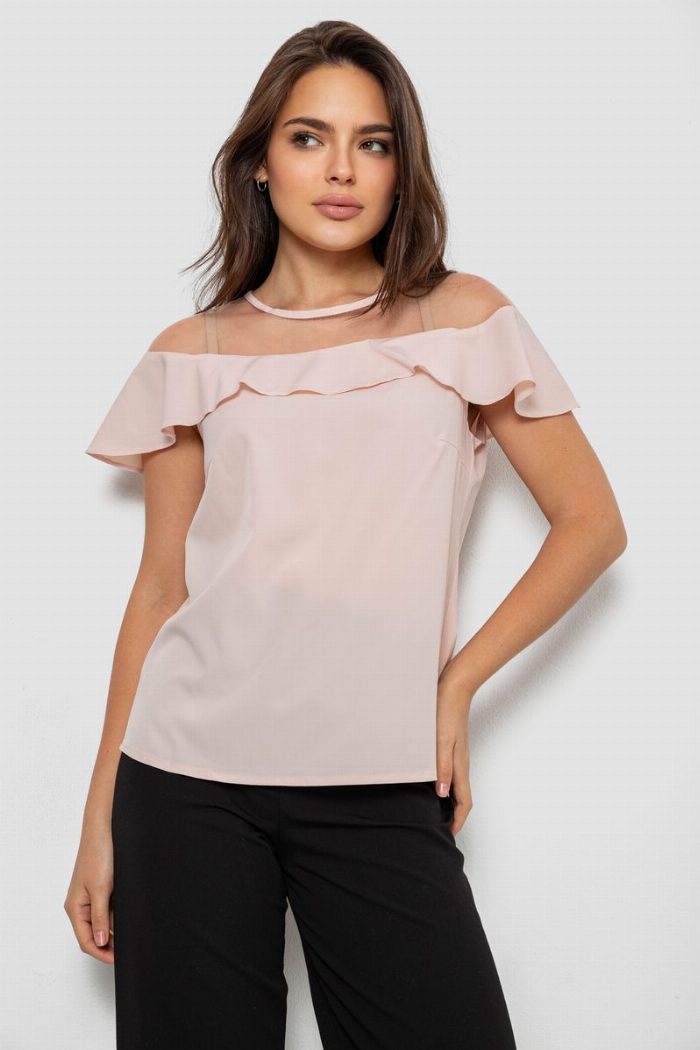 Блуза жіноча однотонна, колір персиковий — фото товару KAMI STORE